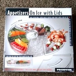 Appetizers on ice with lids tray